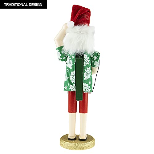 Decorative Wooden Nutcracker Santa - 14 Inch Traditional Christmas Ornament - Dj Santa Variation