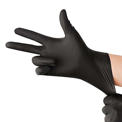 CHGD Disposable Nitrile Gloves, Powder-Free, Black, X-Large (100 Count)