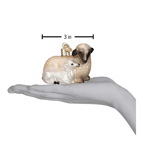 Sheep with Lamb Christmas Ornament - Hand-Painted Glass Holiday Decor