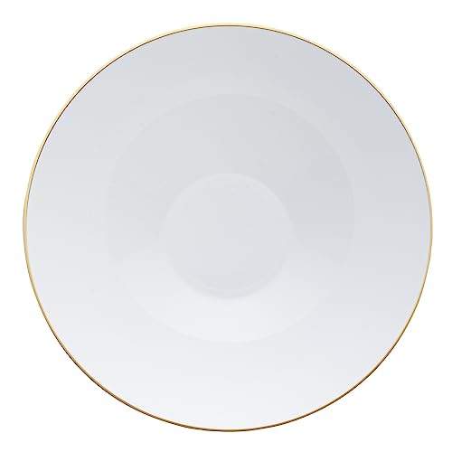 Moderna 16 Ounce Plastic Bowls, 100 Durable Disposable Salad Bowls - Gold-rimmed, Heavy-duty, White Plastic Fancy Bowls, For Warm And Cold Foods, Ideal For Restaurants - Restaurantware