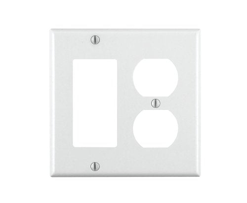 Leviton 2-Gang Combination Wallplate, Standard Size, White