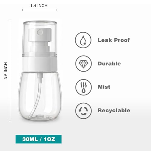 GIVITASOT Fine Mist Travel Spray Bottles 1oz 3-Pack Clear Refillable Containers