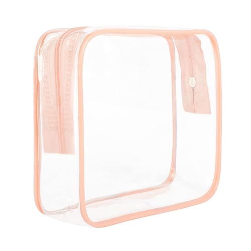 ANEMEL Clear Travel Toiletry Bag TSA Approved Makeup Cosmetic Pouch, Pink