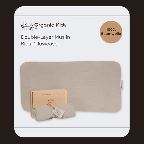 Ecru Muslin Toddler Pillowcase - 100% Organic Cotton, Double-Sided, 26x13x2.36 inches