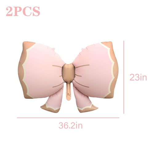 Matte Pink Bow Foil Balloons - 2 Pcs Jumbo Party Decorations
