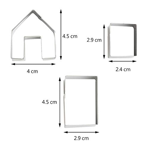 Stainless Steel Gingerbread House Cookie Cutter Set - 3 Pcs