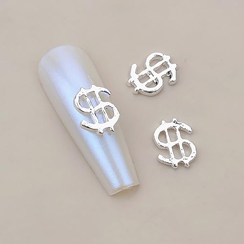 WOKOTO 90pcs 3D Money Sign Nail Charms - Gold, Silver & Rose Gold Alloy