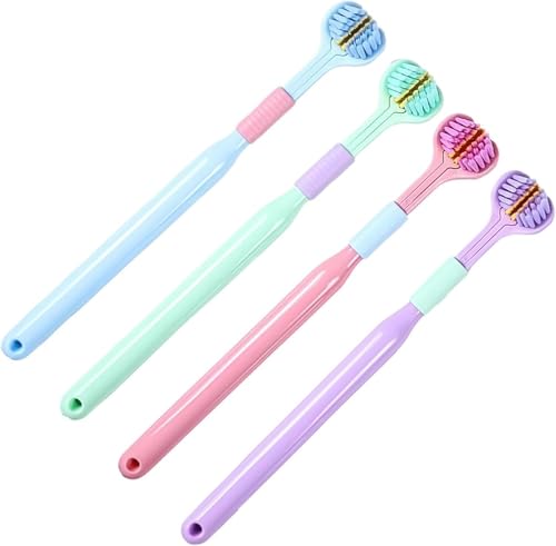 ZLmoue 3-Sided Soft Bristle Toothbrush 4-Pack for Adults and Youth