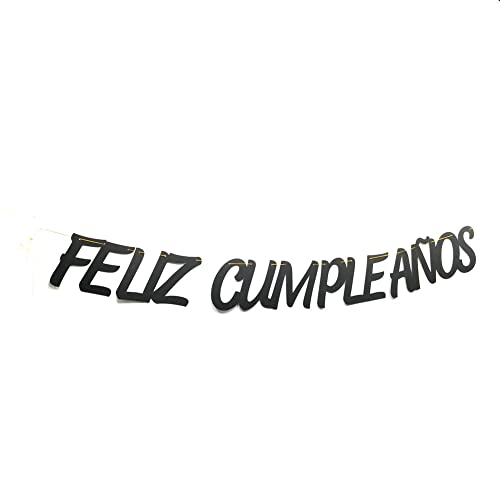 Feliz Cumpleaños Black Glitter Banner - Spanish Happy Birthday Decorations