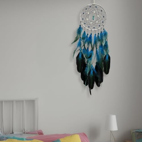 Blue Glow in the Dark Dream Catcher with Turquoise Gem - Handmade Wall Decor for Kids