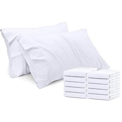 Utopia Bedding Standard Pillow Cases - 12 Pack - Envelope Closure - Soft Brushed Microfiber Fabric - Shrinkage and Fade Resistant Pillow Covers Standard Size 20 X 26 Inches (Standard, White)