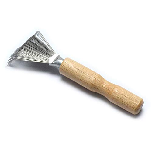 Luwigs Metal Wire Hair Brush Cleaner Rake with Wooden Handle