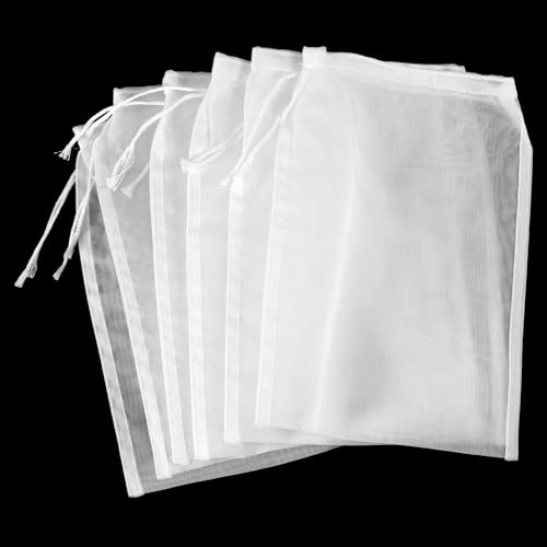 6 Pack White Nylon Straining Bags for Home Brewing & Wine Making