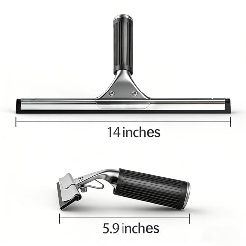 MRDARENSU 14'' Stainless Steel Shower Squeegee - Black & Silver