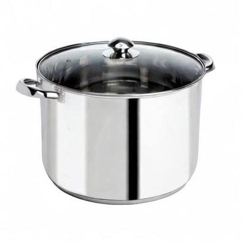 Ecolution Pure Intentions Stock Pot - Features Tempered Glass Lid, Stay-Cool Handles, and Encapsulated Bottom - Oven Safe - Curbside Recyclable Stainless Steel - 12 Quarts