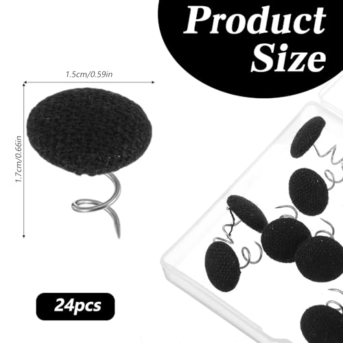 24 Pack Twist Pins for Bed Skirts and Sofa Covers - Black