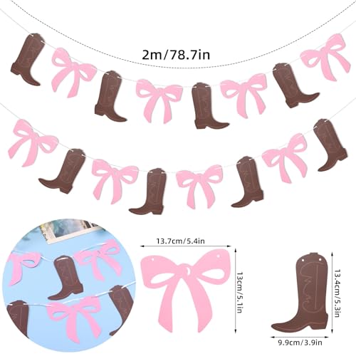 Lyreh Boots or Bows Gender Reveal Banners, 2 Pack Western Cowboy Party Decor