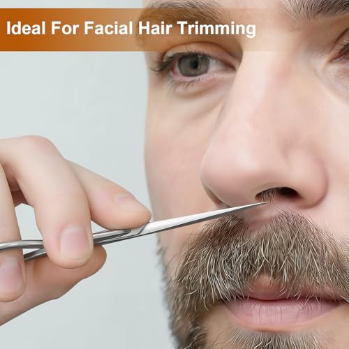 2-Pack Small Precision Grooming Scissors - Stainless Steel Straight Tip for Eyebrows, Beard & Facial Hair