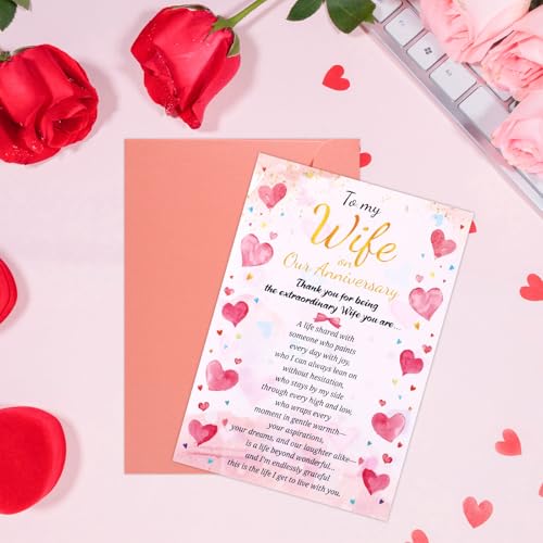Sinbana Vintage Anniversary Card for Wife with Envelope