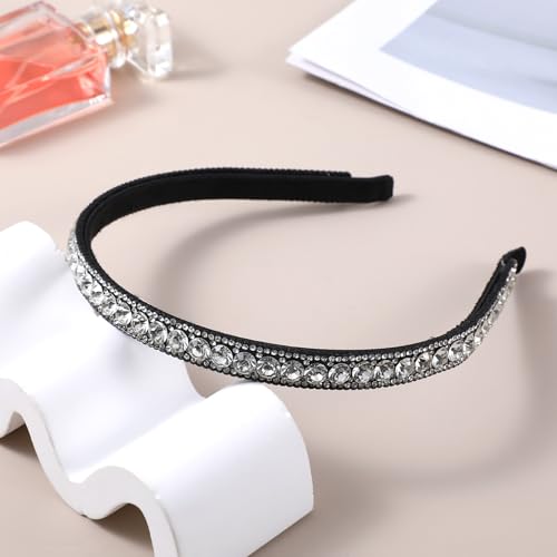 Mabor Rhinestone Headband for Women Sparkling Silver Bling Hair Band