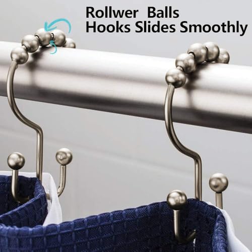 DAWNER Rust-Proof Stainless Steel Shower Curtain Hooks - Set of 12
