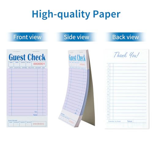 ZPARIK 6 Pack Purple Guest Check Books with 300 Order Slips