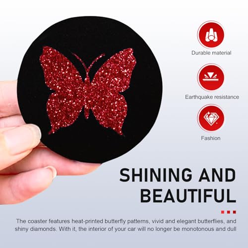 2 PCS Butterfly Car Coasters - Anti-Slip Rubber Beverage Mats