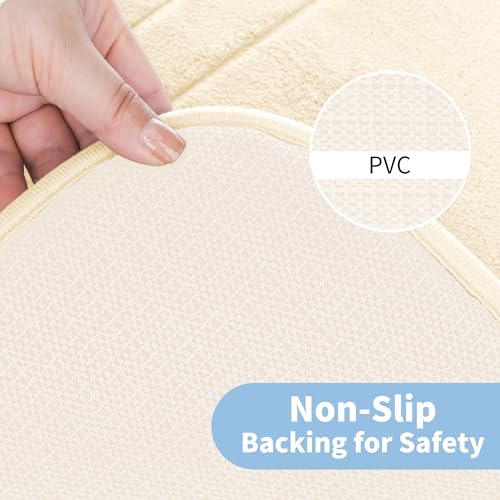 Cupic Cupid Memory Foam Bath Mat, Non-Slip Bathroom Rug, Cream, 16" x 24"