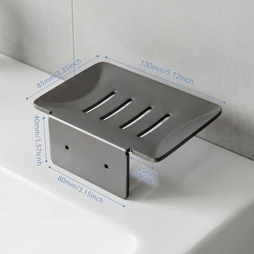 PHX Grove Wall-Mounted Aluminum Soap Dish with Drainage - Rustproof Holder