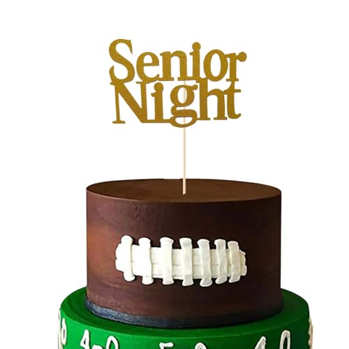 Senior Night Cake Topper for Graduation – Gold Glitter Sports Theme