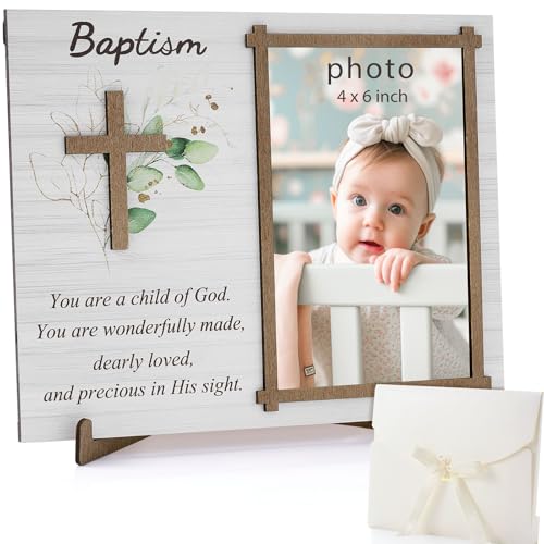 Baptism Photo Frame for Boys & Girls with Gift Box - 4" x 6" Keepsake
