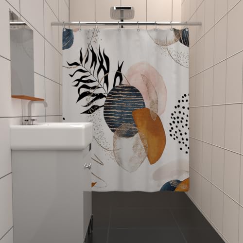 Yeele Boho Abstract Geometric Shower Curtain, 71x71 Inch Waterproof