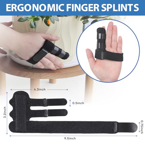 1 PC Trigger Finger Splint, Three Straps Ajustable Finger Brace for Alleviating Finger Locking, Popping, Bending, Tendonitis, Stiffness, Pain Relief, Fits Left and Right Hand (1, Black)