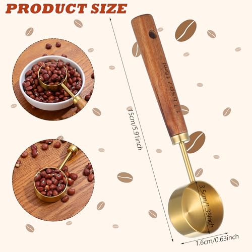 Tyqour 1 Tablespoon Stainless Steel & Wood Coffee Scoop