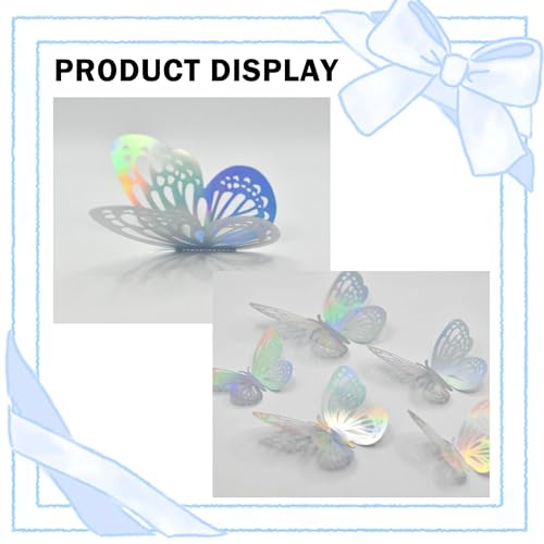12PCS Iridescent Butterfly Cupcake Toppers for Parties