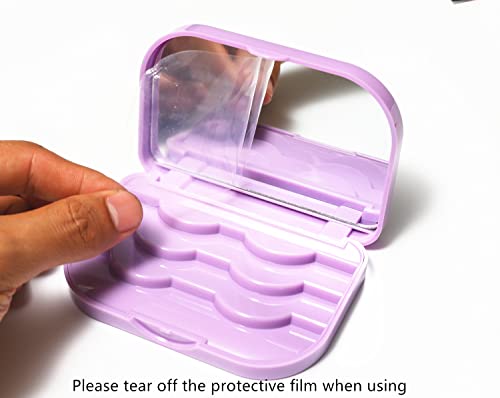 Travel Eyelash Organizer with Mirror - Purple Eyelash Case