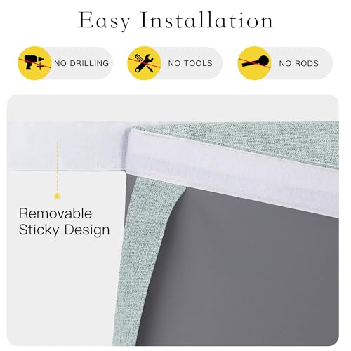 NICETOWN Seafoam Green 100% Blackout French Door Curtain 26" x 64"