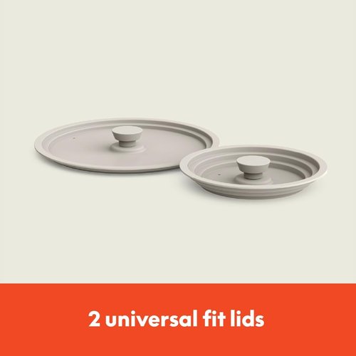 Bella 9-Piece Ceramic Nonstick Cookware Set - EverGood™ Coating, Dishwasher Safe, Stackable Design, Oatmilk
