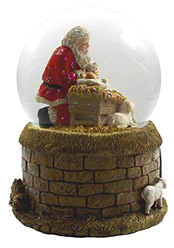 Santa and Baby Water Globe - Handcrafted Musical Christmas Decor 6 Inches