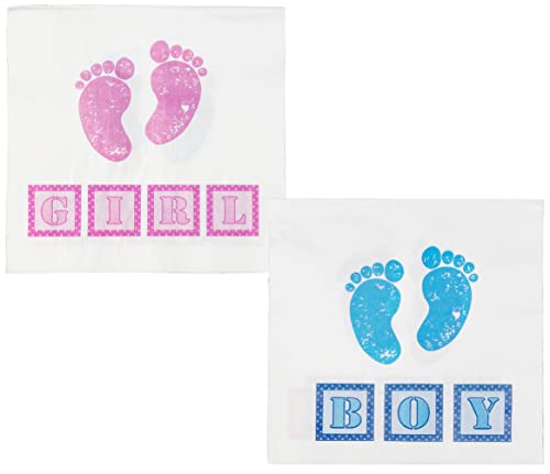 Iconikal Gender Reveal Party Napkins, 2-Sided Boy or Girl, 75-Pack