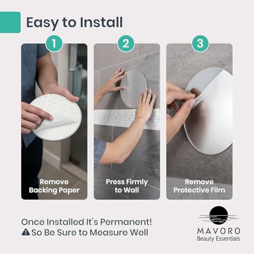 Mavoro 7-Inch Round Shower Mirror, Shatter-Resistant Acrylic Shaving Mirror