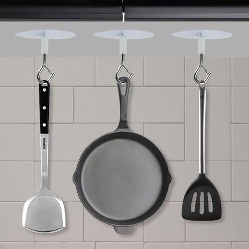 6 Pcs Self-Adhesive Ceiling Hooks Heavy Duty No-Drill Plant Hangers