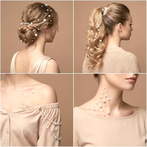 Self-Adhesive Flat Back Pearls 990 Pcs White Craft Pearl Stickers