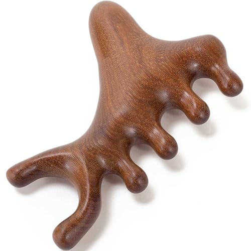 Natural Sandalwood Scalp Massager & Wide Tooth Hair Comb for Stress Relief