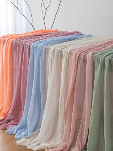 Light Beige Cheesecloth Table Runner 35x120in - Elegant Home Décor