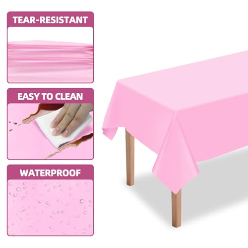 Pink Disposable Plastic Tablecloth 54" x 108" for Parties
