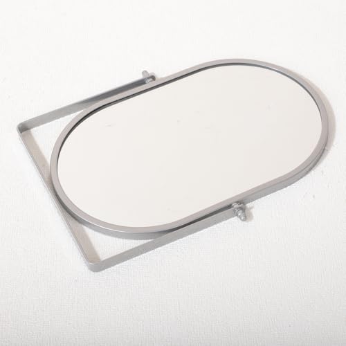 Numjeg Portable Silver Metal Makeup Mirror - 180° Rotation Vanity Mirror for Bedroom