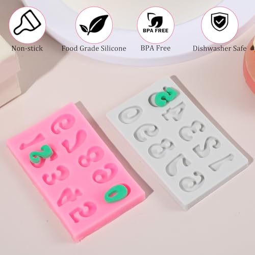 Guduling 4-Piece Silicone Number Molds for Chocolate, Fondant, and Candy