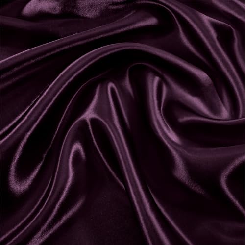 12 Pack Eggplant Purple Satin Napkins 12x12 Inch - Scalloped Edges