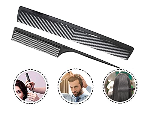 AFT90 Carbon Fiber Teasing & Barber Comb Set, Fine and Wide Tooth